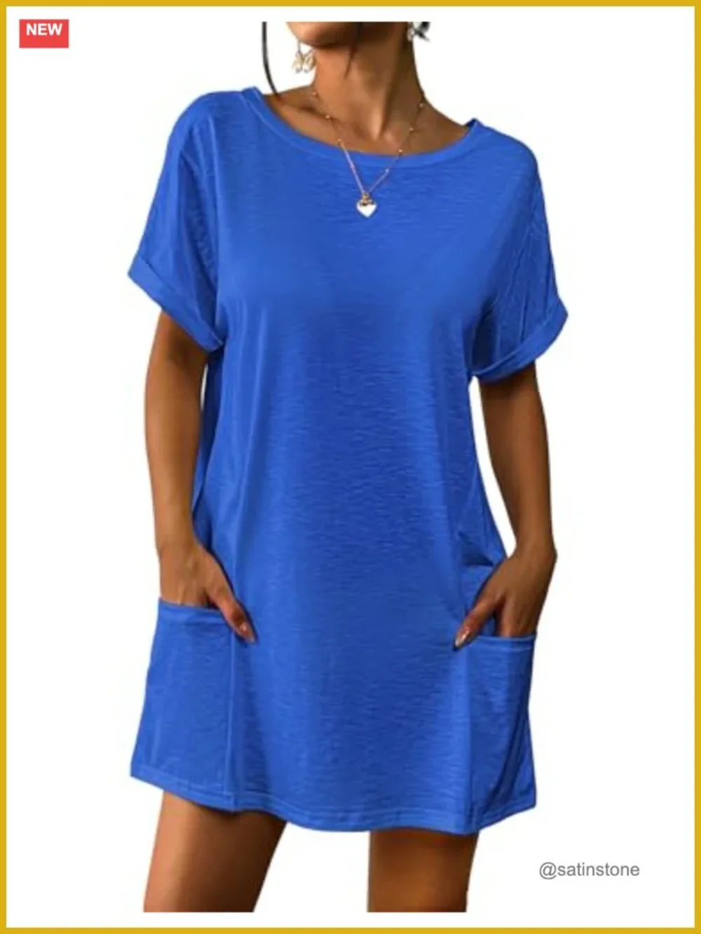 Swimsuit Coverup with Pockets Short Sleeve Beach Dress